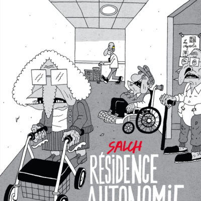 Couverture Résidence autonomie, des personnes âgées en déambulateurs, fauteuils roulants et cannes